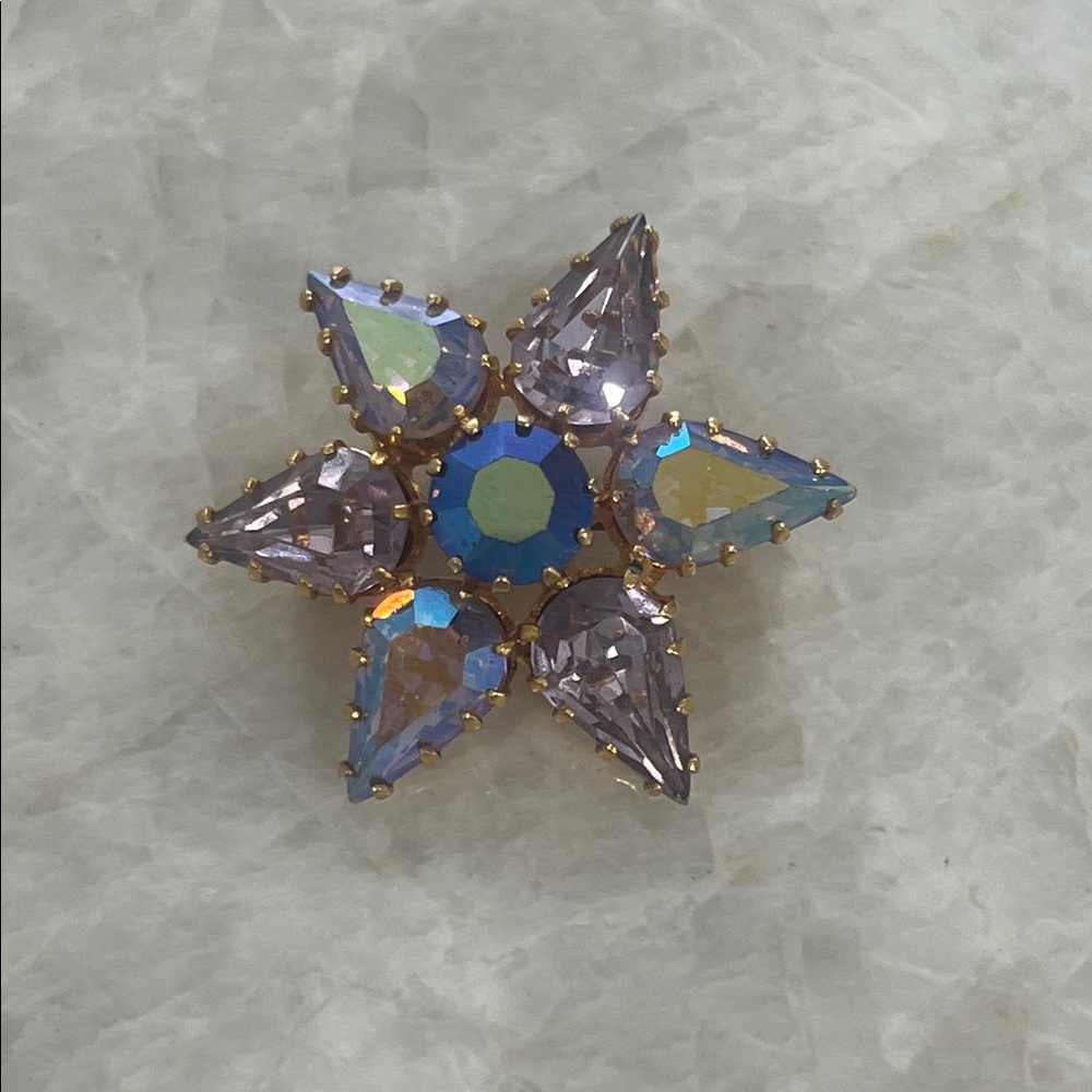 Purple and Blue rhinestone brooch made in Australia